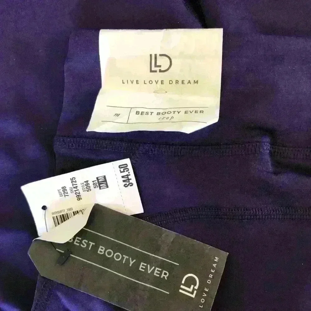 Live Love Dream NWT Best Booty Ever Crop Purple Leggings Size M